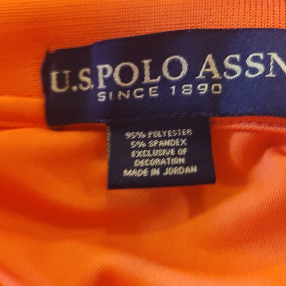 Men's Us Polo Assn Orange Polo Shirt Large - Picture 9 of 11